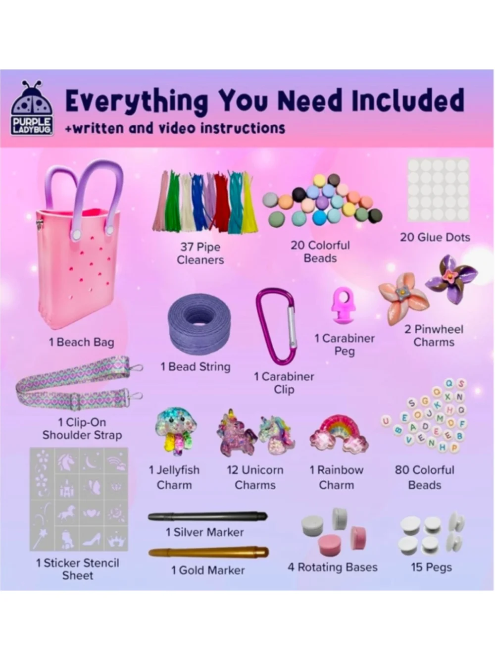 PURPLE LADYBUG Personalized Your Own Beach Bag.